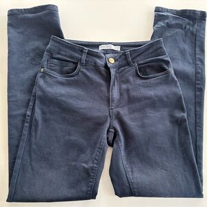 Zara Basic Z1975 Denim Navy Blue Slim Straight Leg Jeans size 6